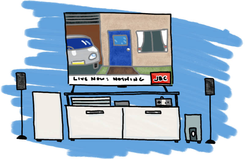 a hand-drawn television screen